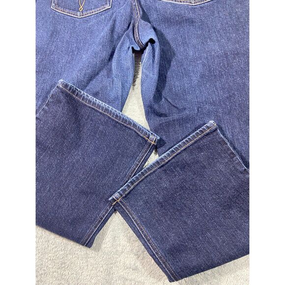 Lauren Jeans Co Womens Plus 16 Blue Dark Wash Stretch Denim Flap Pockets Bootcut - Picture 6 of 12